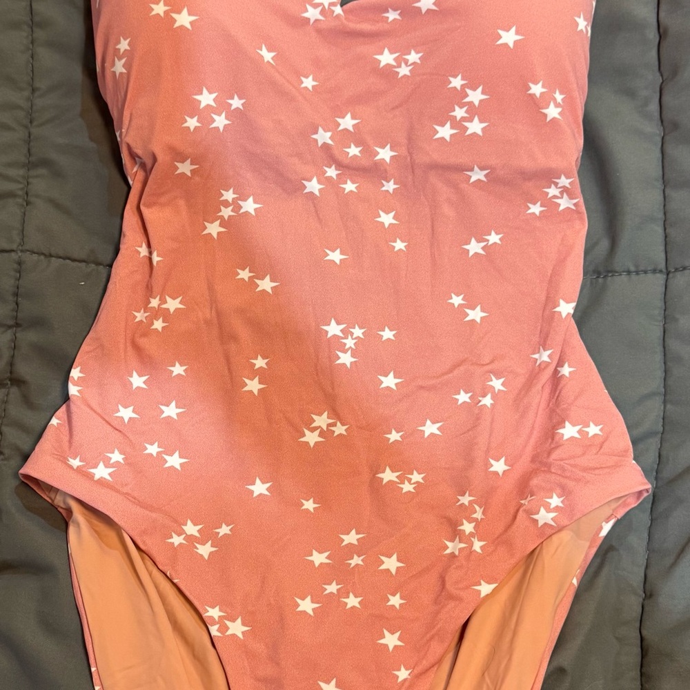 Chic Pink and White One Piece Swimsuit with Floral Design